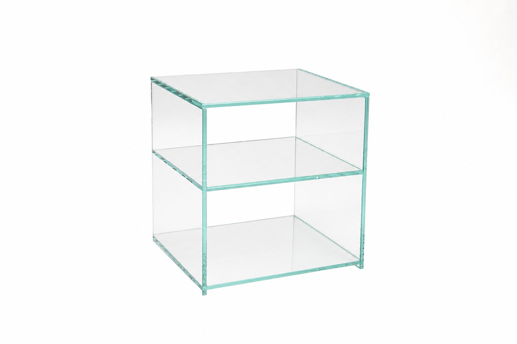 Glass Side Table 2 Shelves (Extra Clear)