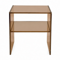 Bronze tined glass side table with 1 shelf on a white background